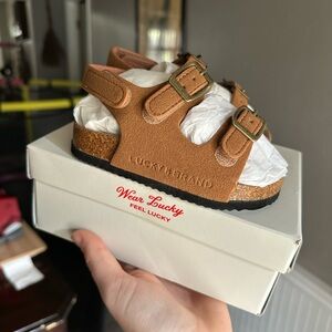 Lucky Brand Toddler Tan Suede Double-Buckle Sandals